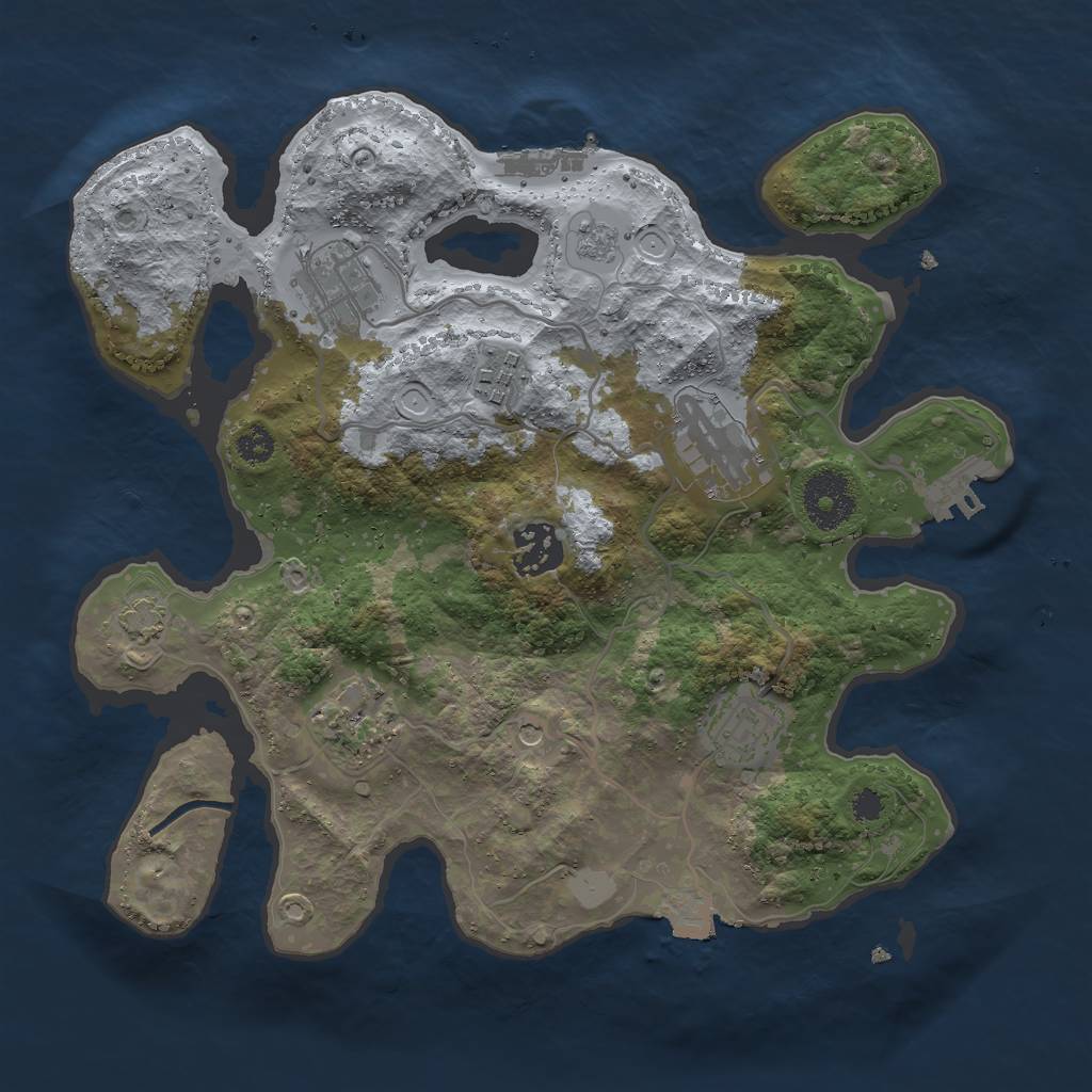 Rust Map: Procedural Map, Size: 3000, Seed: 2464001, 14 Monuments