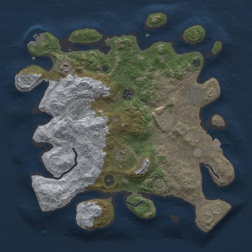 Rust Map: Procedural Map, Size: 3500, Seed: 62522947, 14 Monuments