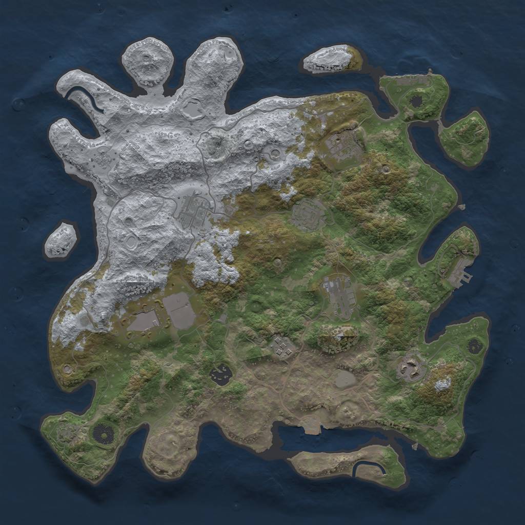 Rust Map: Procedural Map, Size: 3750, Seed: 274306206, 16 Monuments