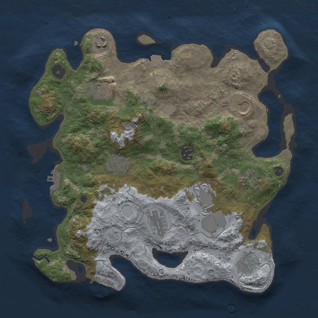 Rust Map: Procedural Map, Size: 3500, Seed: 429029815, 17 Monuments