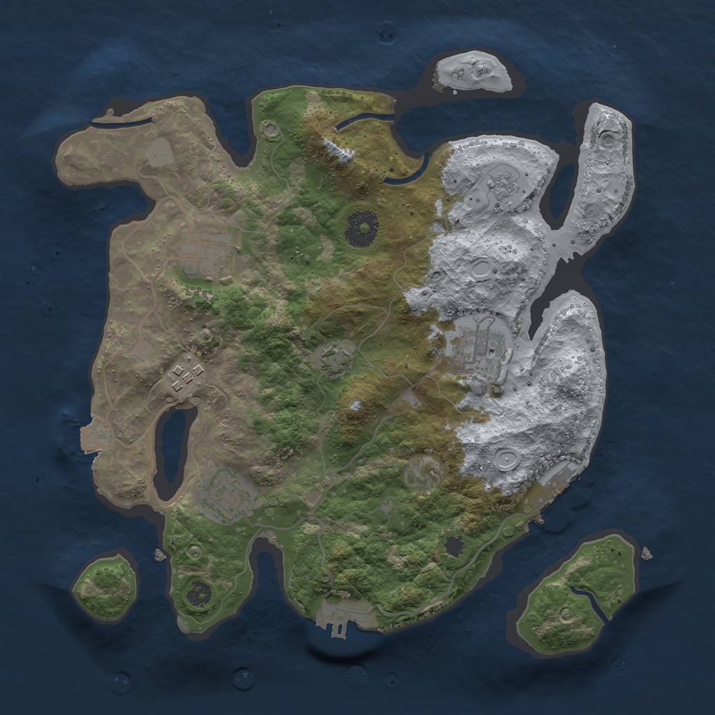 Rust Map: Procedural Map, Size: 3000, Seed: 21247, 11 Monuments