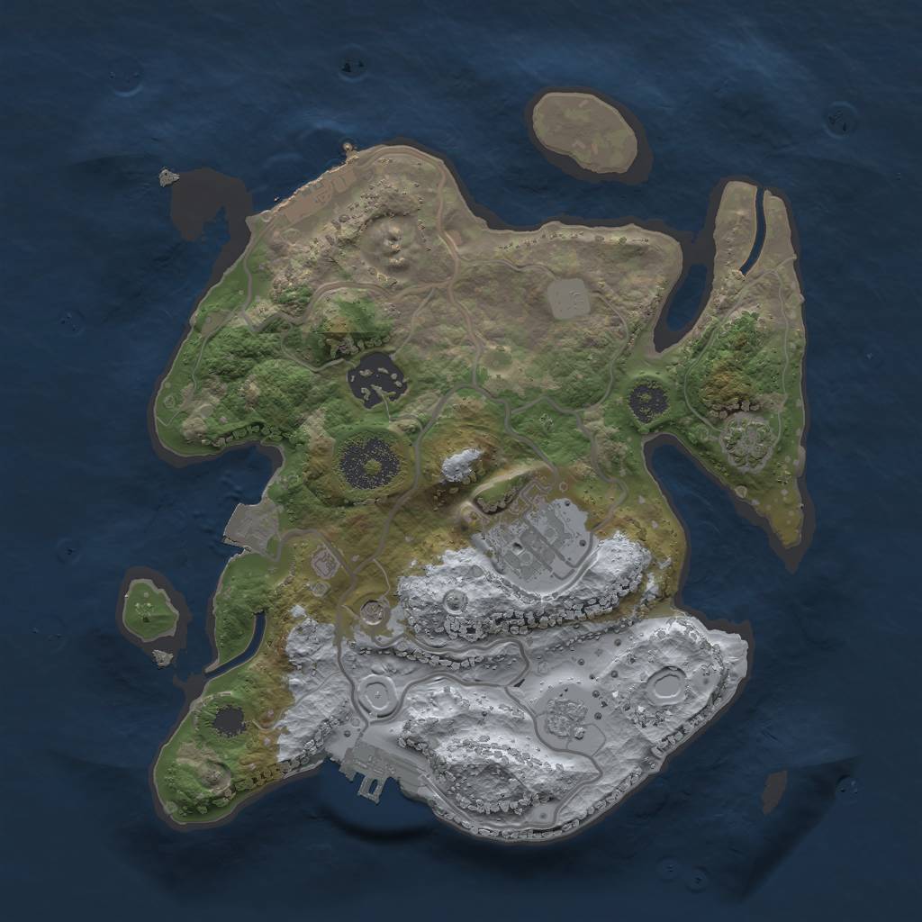 Rust Map: Procedural Map, Size: 2500, Seed: 92035516, 10 Monuments