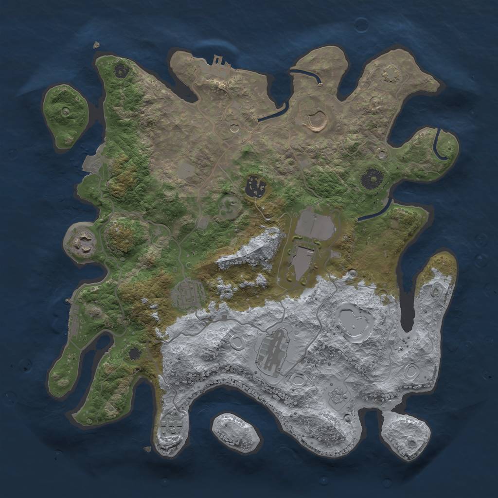 Rust Map: Procedural Map, Size: 3500, Seed: 213141, 15 Monuments