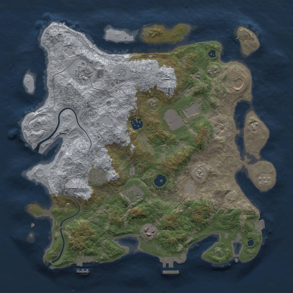 Rust Map: Procedural Map, Size: 3700, Seed: 1364907649, 14 Monuments
