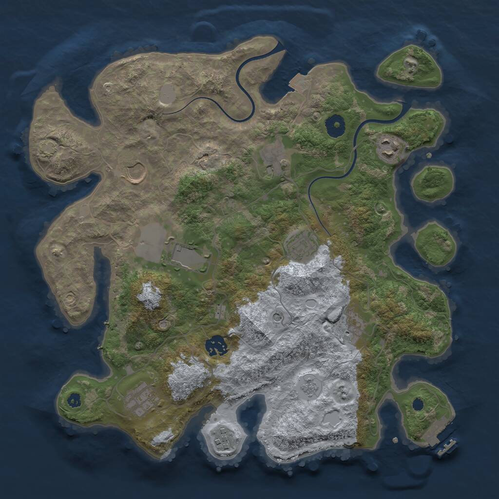 Rust Map: Procedural Map, Size: 3500, Seed: 1618498014, 14 Monuments
