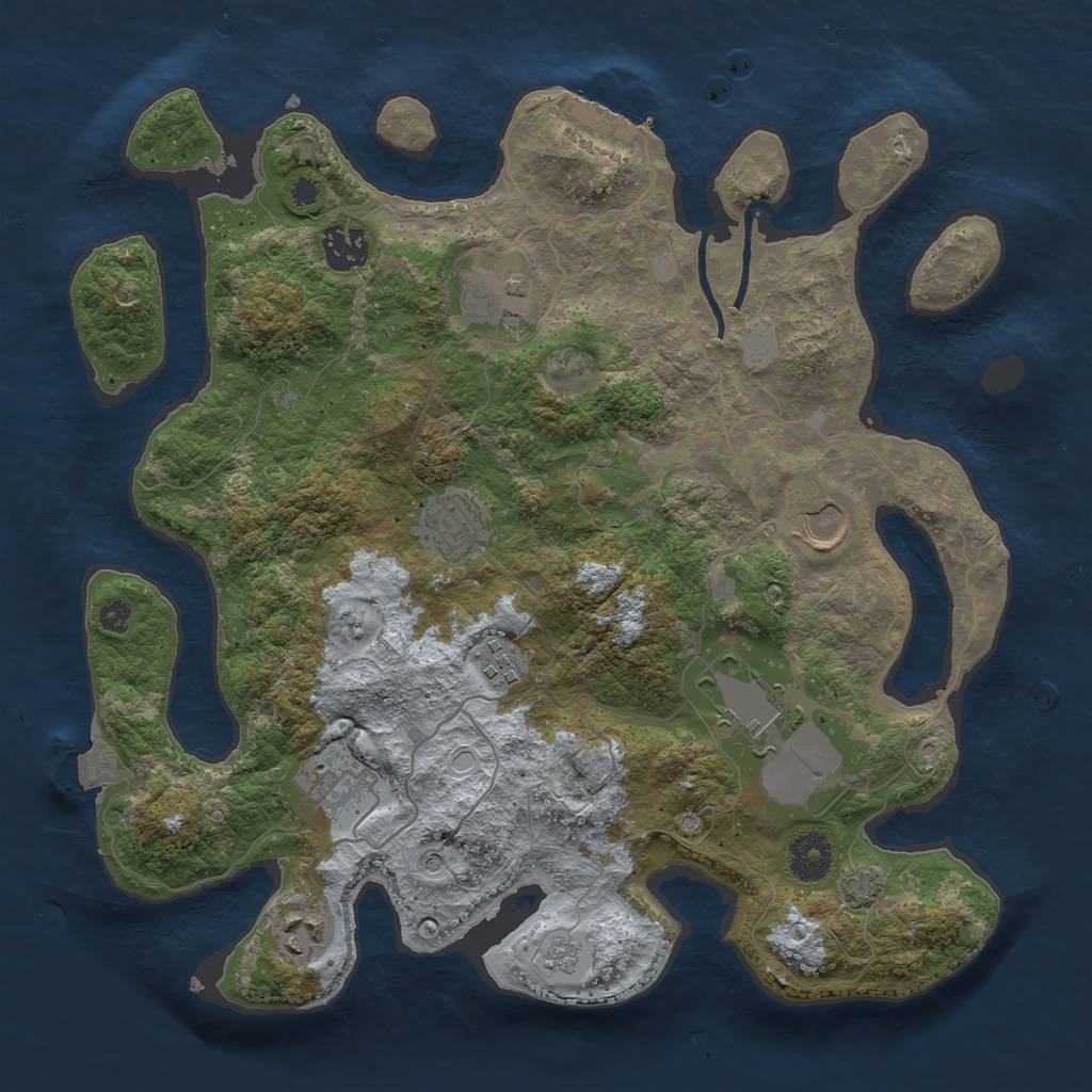 Rust Map: Procedural Map, Size: 3500, Seed: 93341287, 15 Monuments
