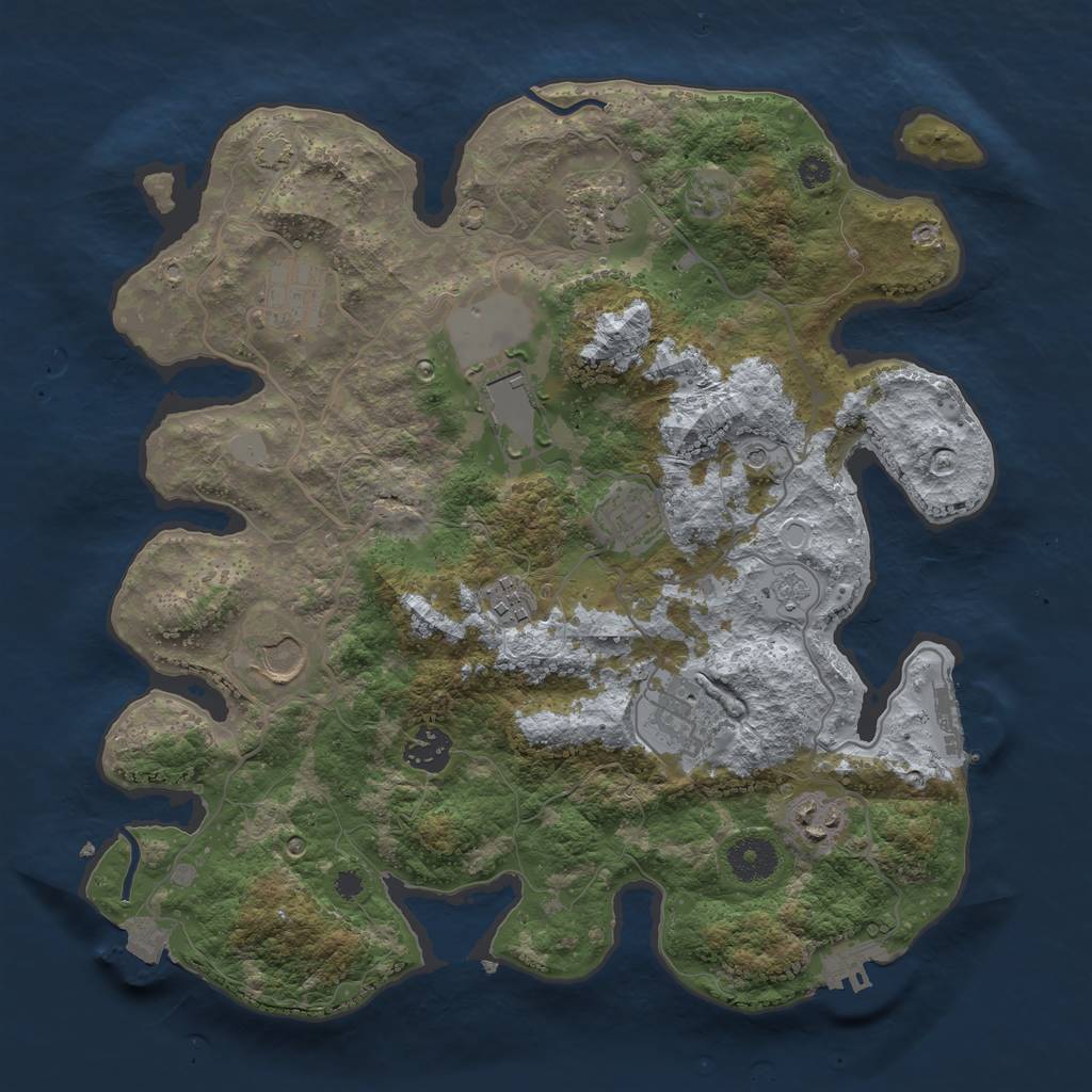 Rust Map: Procedural Map, Size: 3500, Seed: 690275295, 17 Monuments