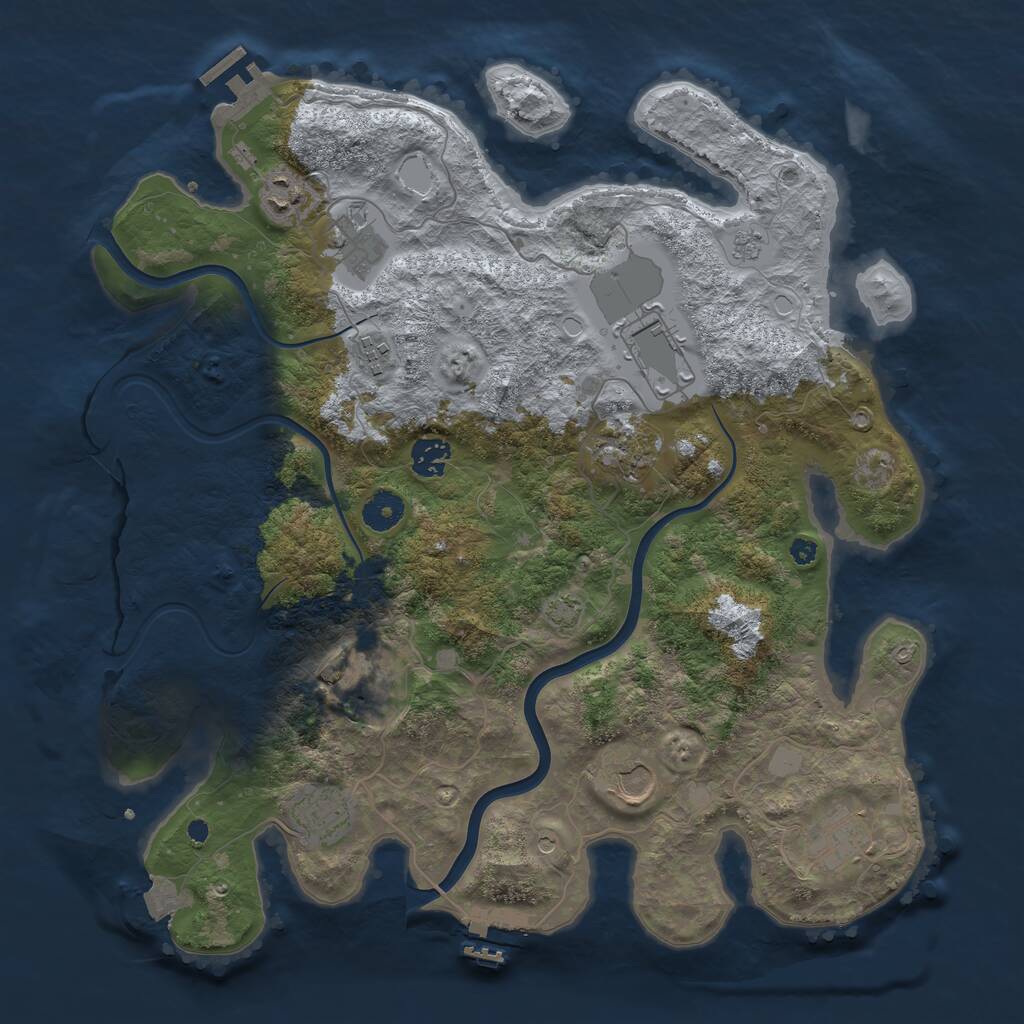 Rust Map: Procedural Map, Size: 3850, Seed: 88067581, 16 Monuments