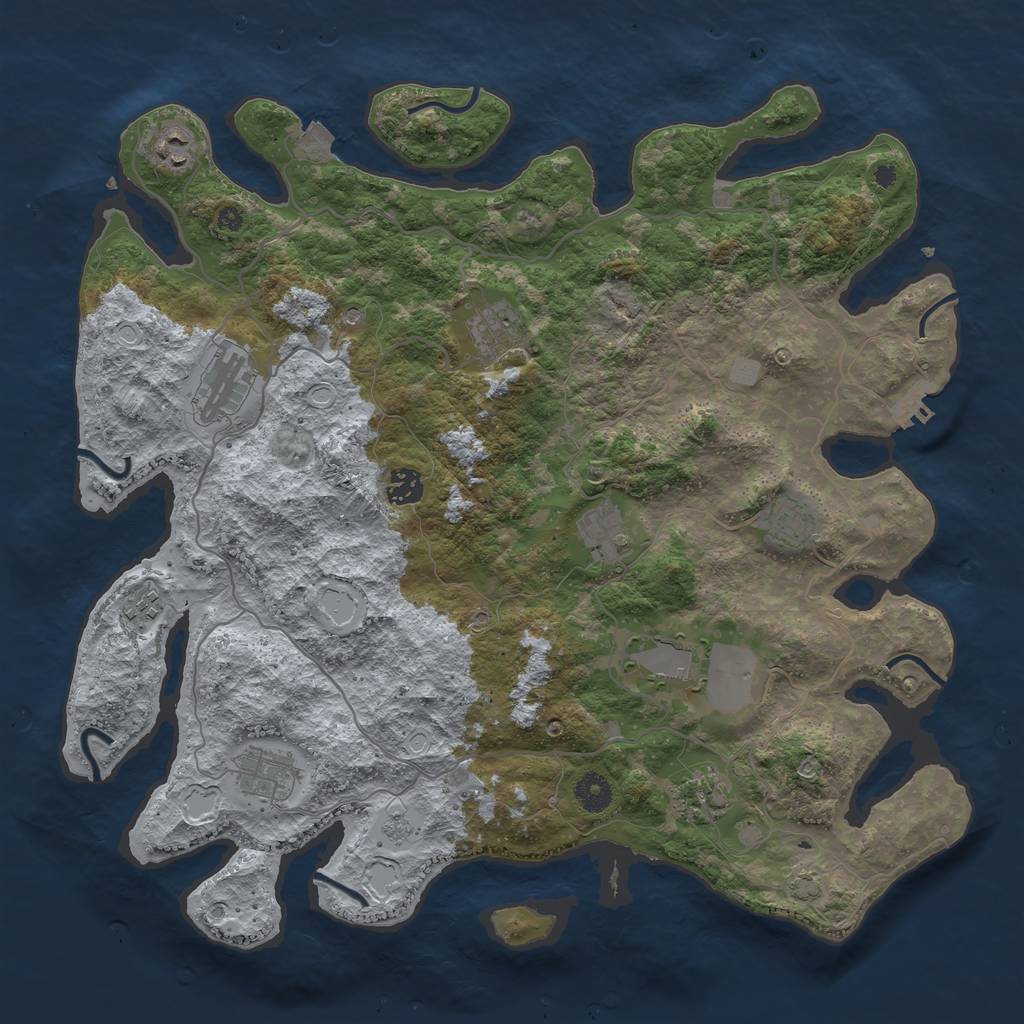 Rust Map: Procedural Map, Size: 4050, Seed: 1572404721, 17 Monuments