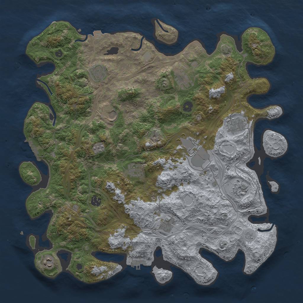 Rust Map: Procedural Map, Size: 4300, Seed: 76705791, 19 Monuments