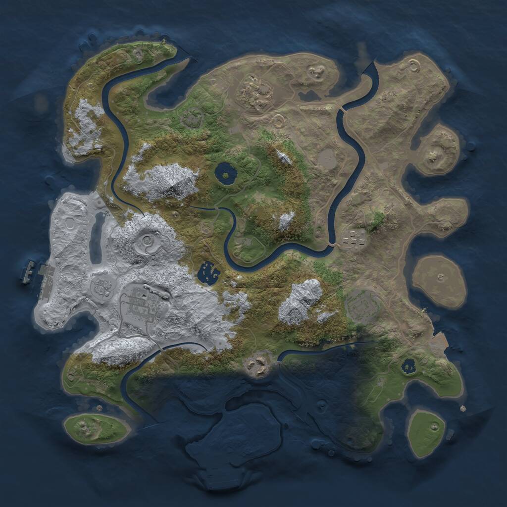 Rust Map: Procedural Map, Size: 3450, Seed: 485564, 12 Monuments