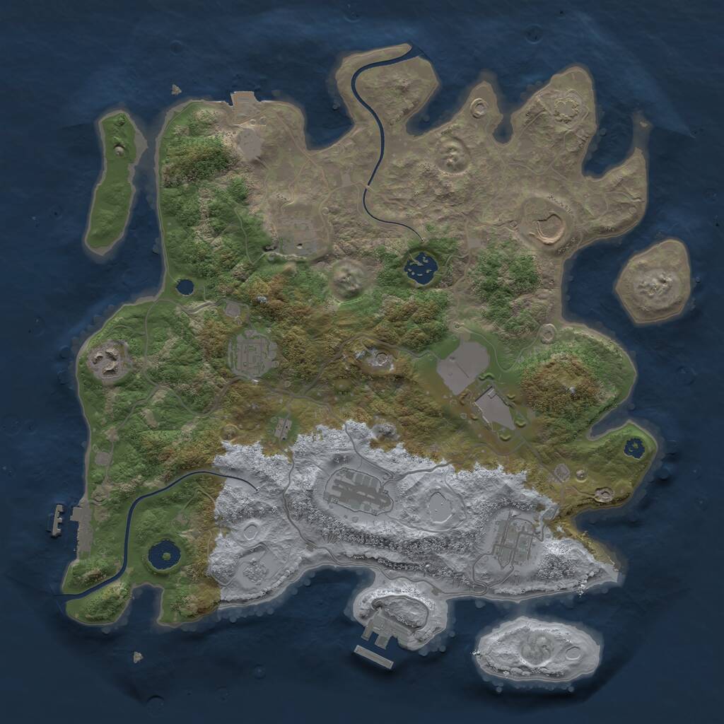 Rust Map: Procedural Map, Size: 3600, Seed: 3188331, 14 Monuments
