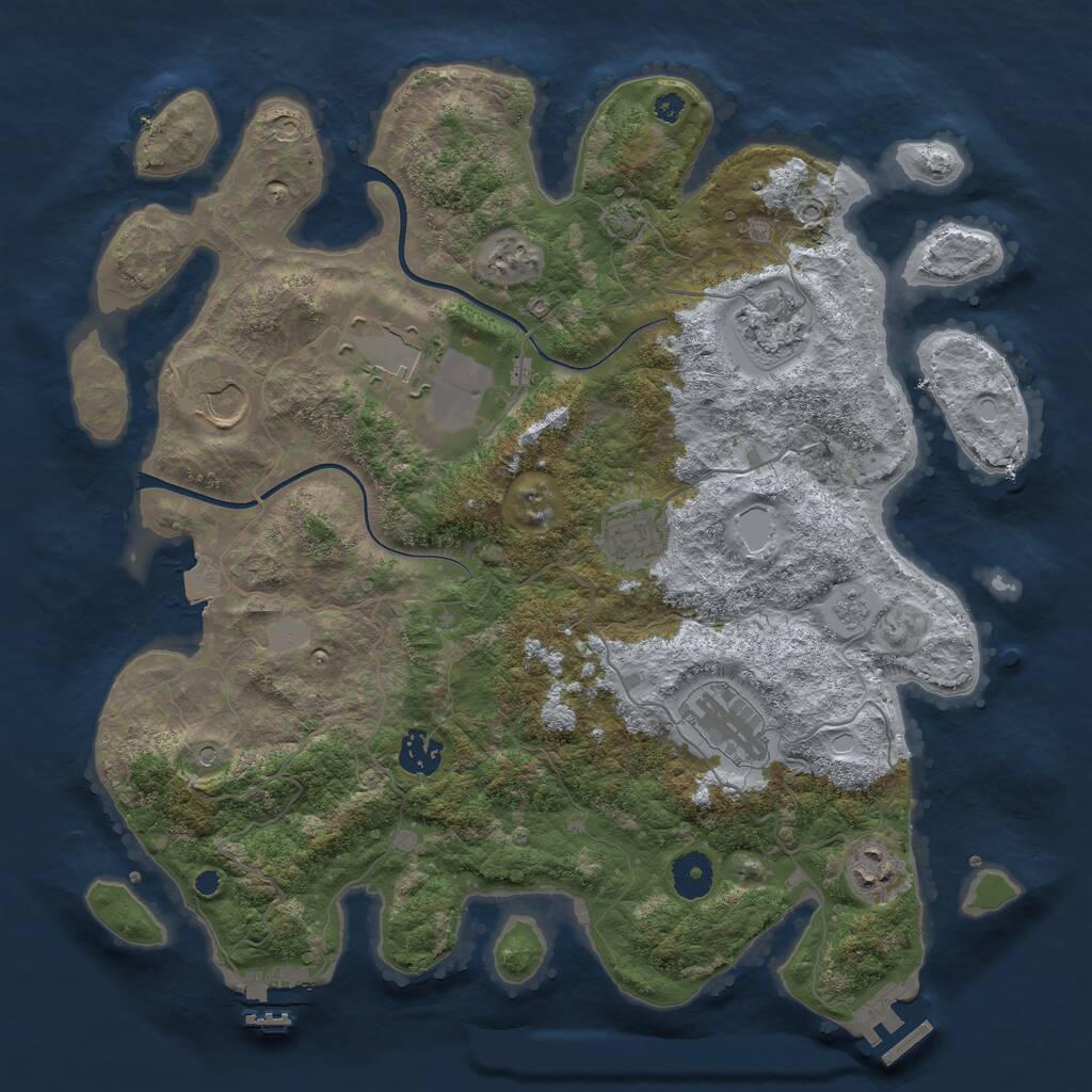 Rust Map: Procedural Map, Size: 3700, Seed: 28233844, 13 Monuments
