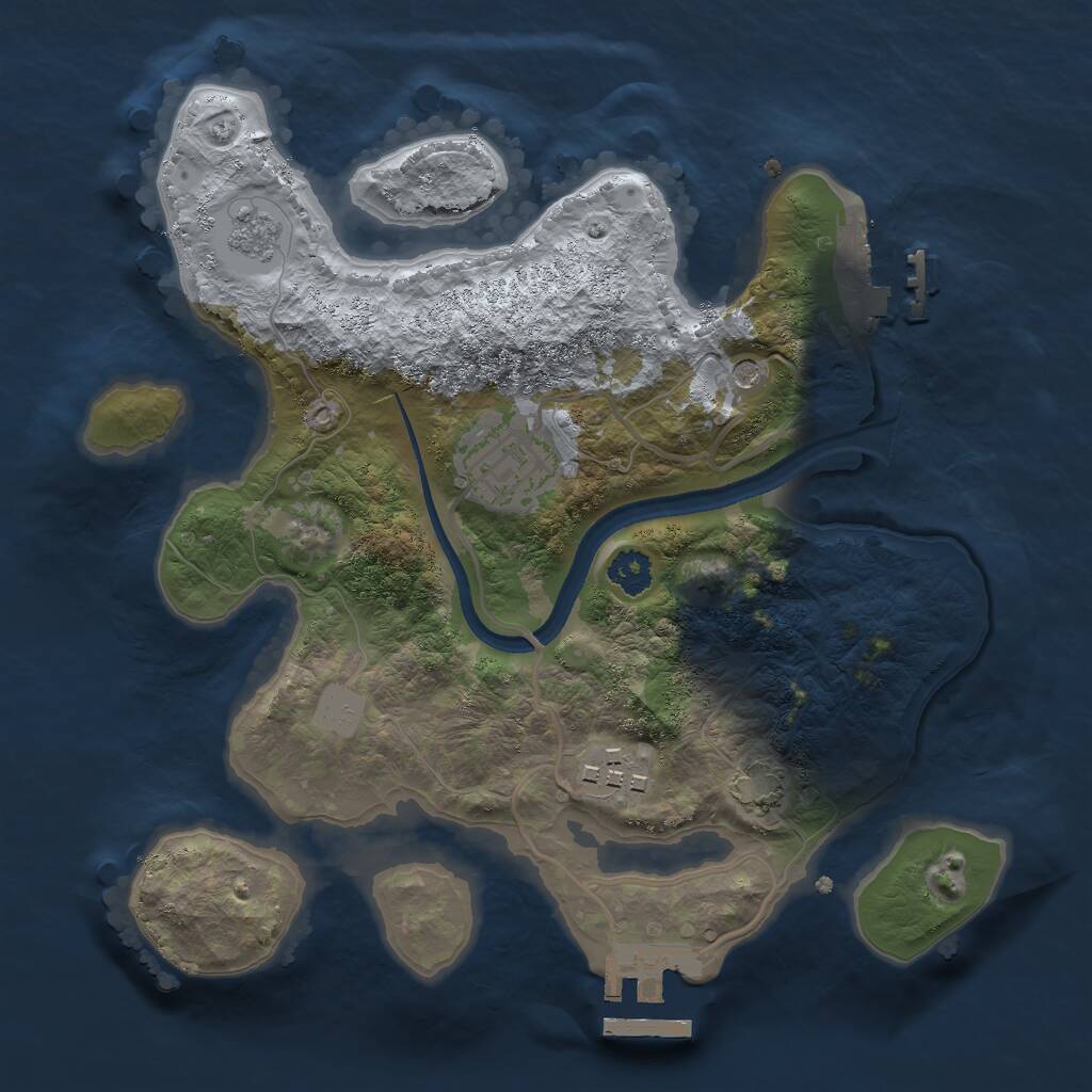 Rust Map: Procedural Map, Size: 2500, Seed: 8971245, 8 Monuments