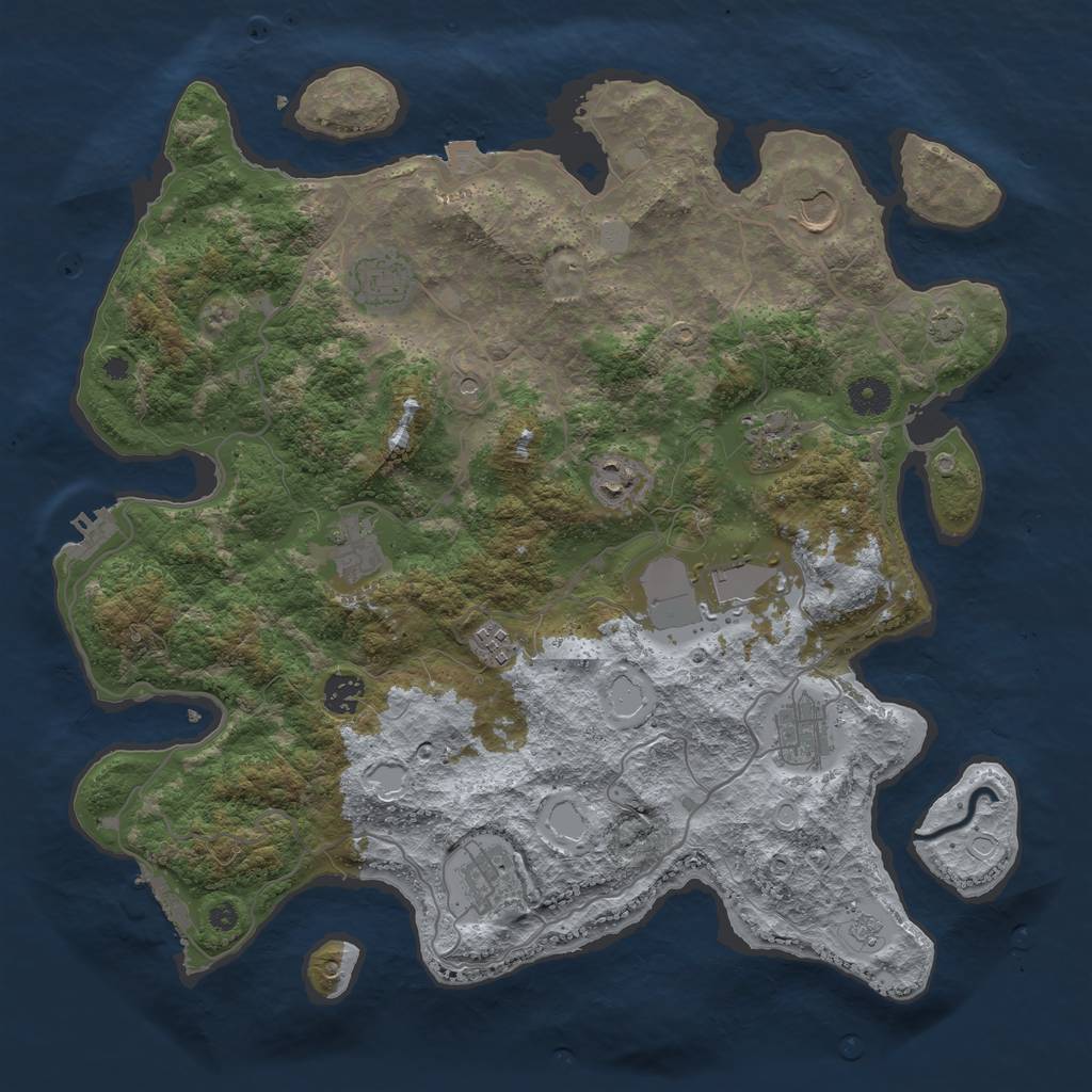 Rust Map: Procedural Map, Size: 4000, Seed: 90785251, 18 Monuments