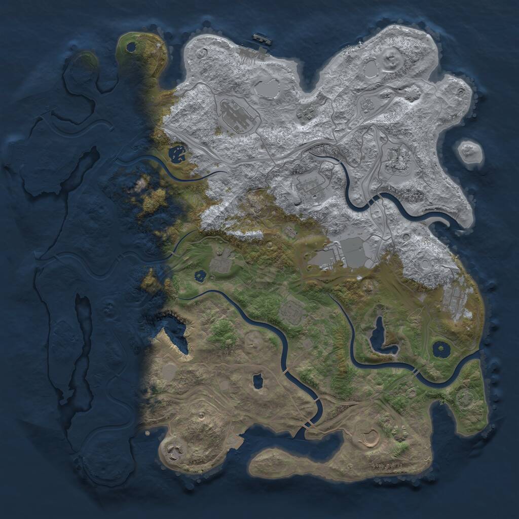 Rust Map: Procedural Map, Size: 4400, Seed: 121315421, 17 Monuments