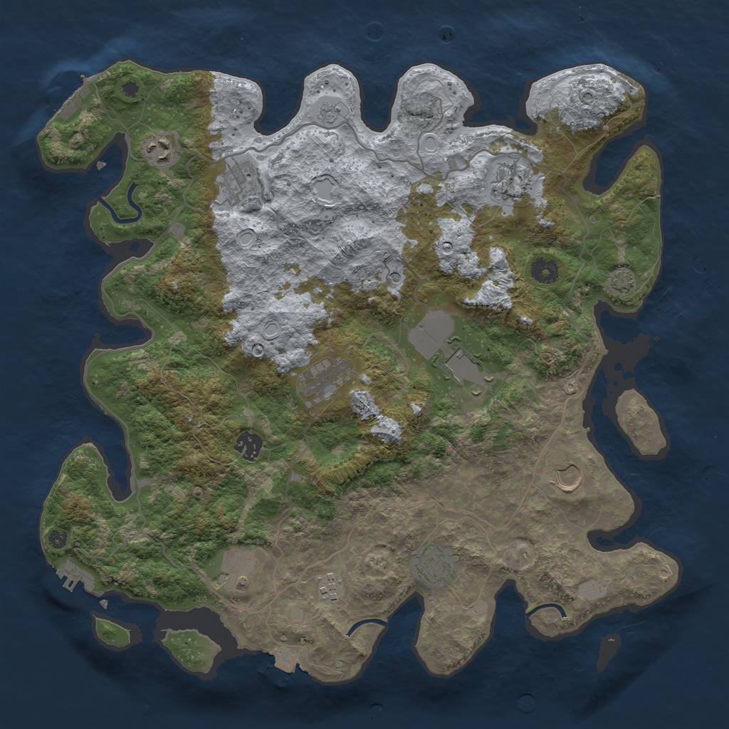 Rust Map: Procedural Map, Size: 4000, Seed: 644546368, 18 Monuments