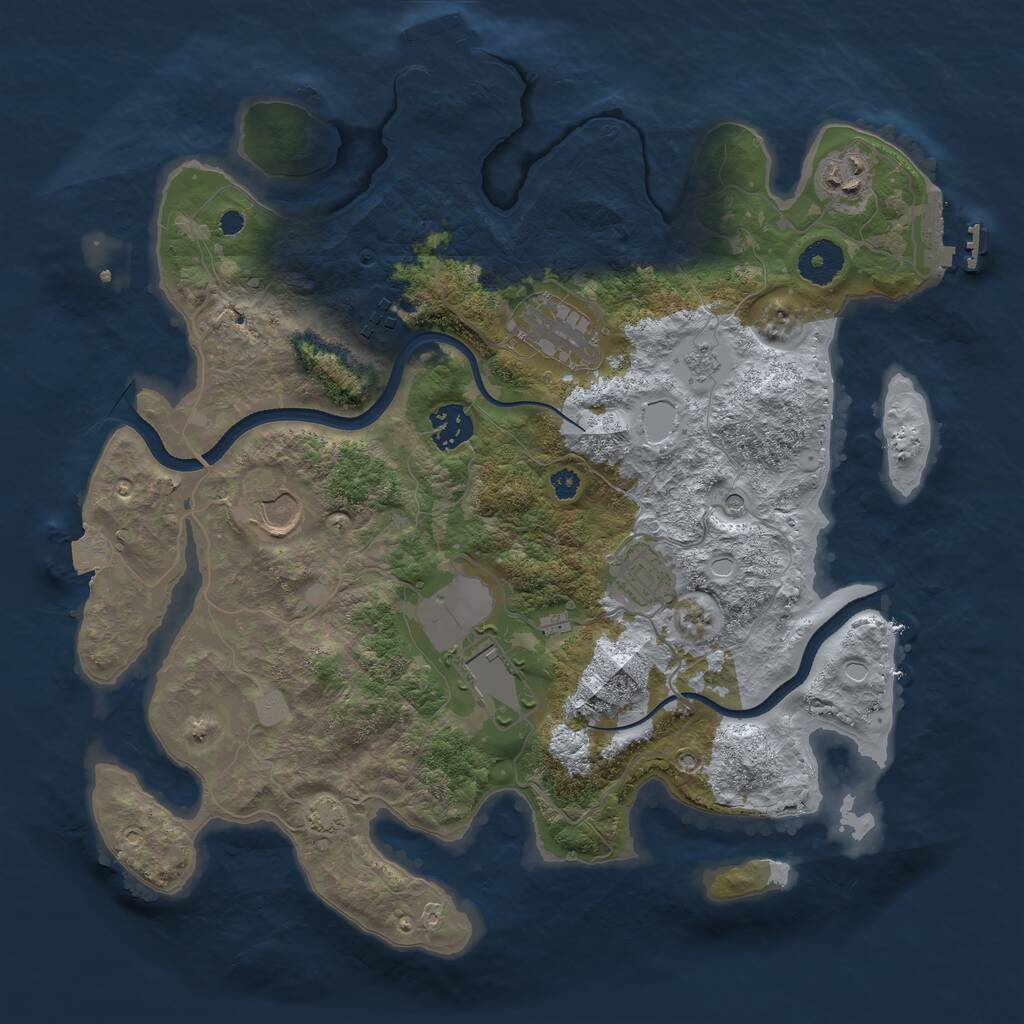 Rust Map: Procedural Map, Size: 3500, Seed: 90740627, 13 Monuments