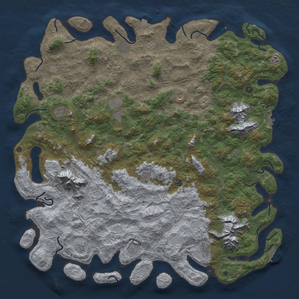 Rust Map: Procedural Map, Size: 6000, Seed: 9437865, 19 Monuments