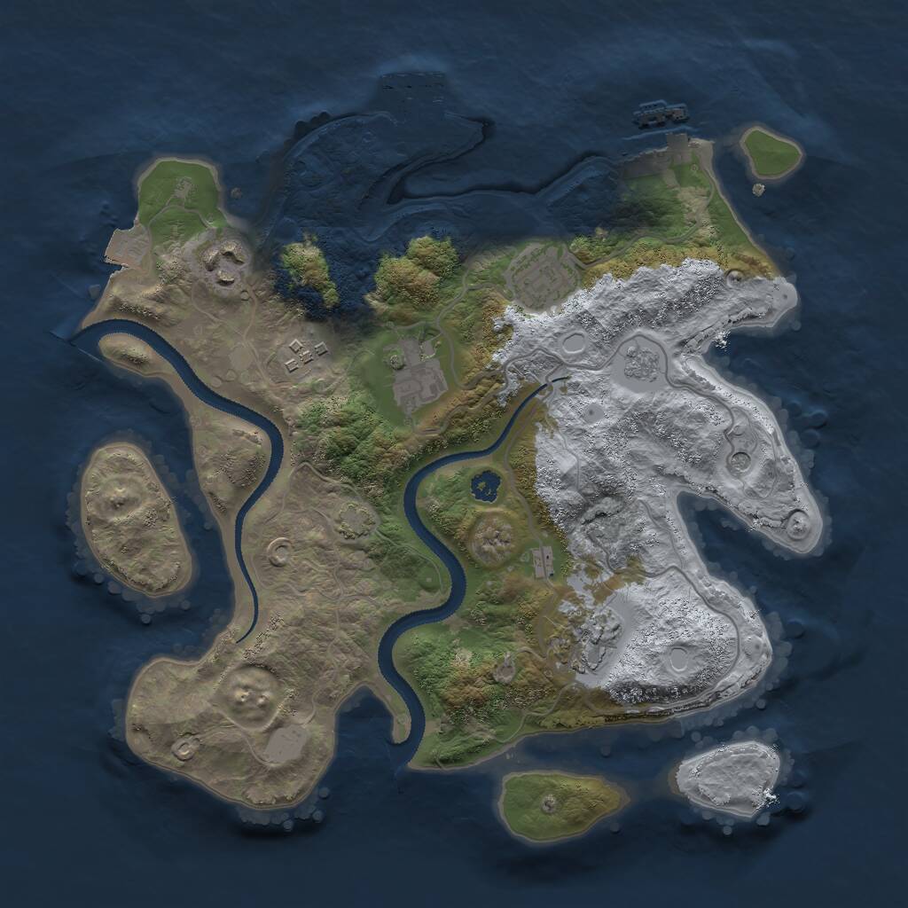 Rust Map: Procedural Map, Size: 3000, Seed: 8743210, 11 Monuments