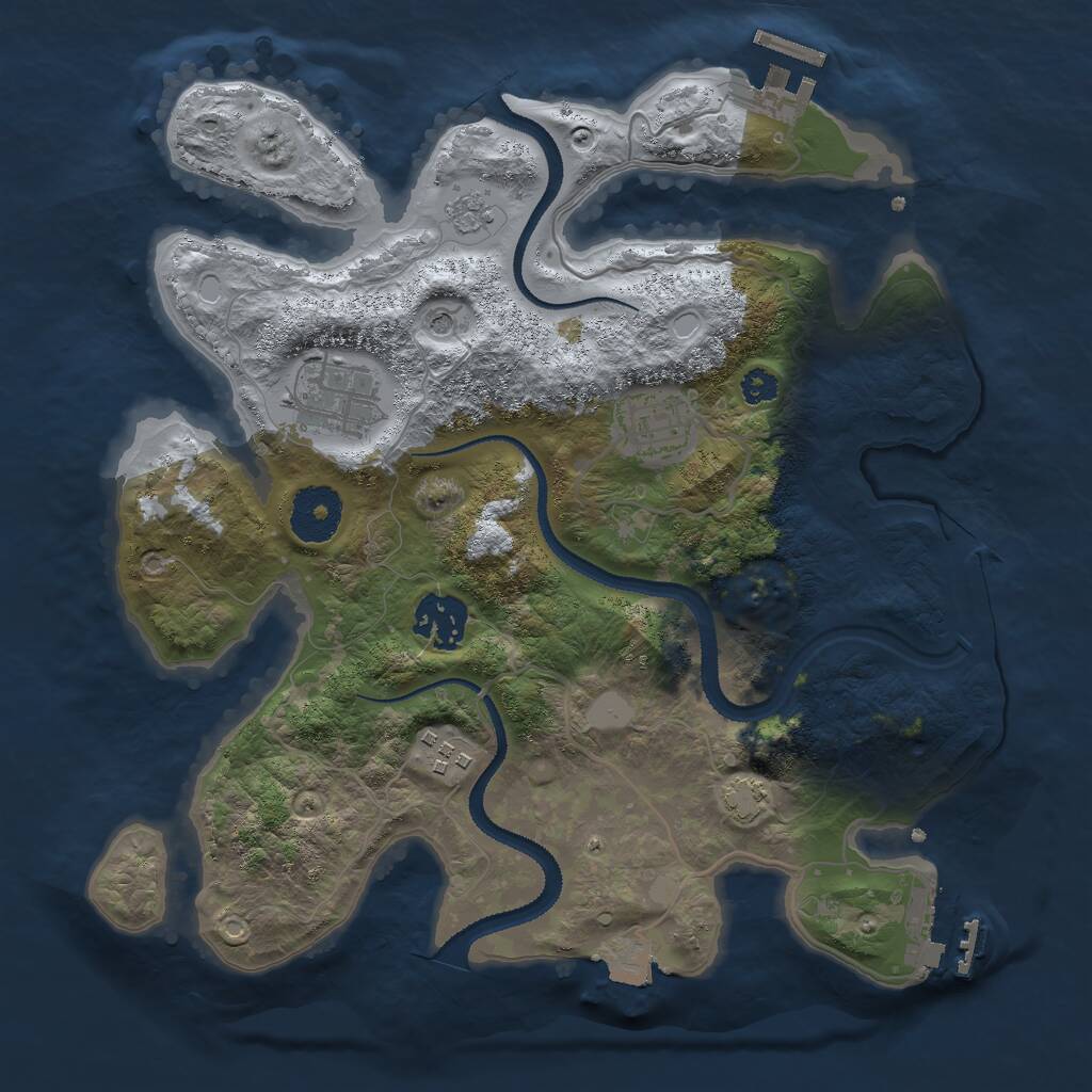 Rust Map: Procedural Map, Size: 3000, Seed: 1639917649, 10 Monuments