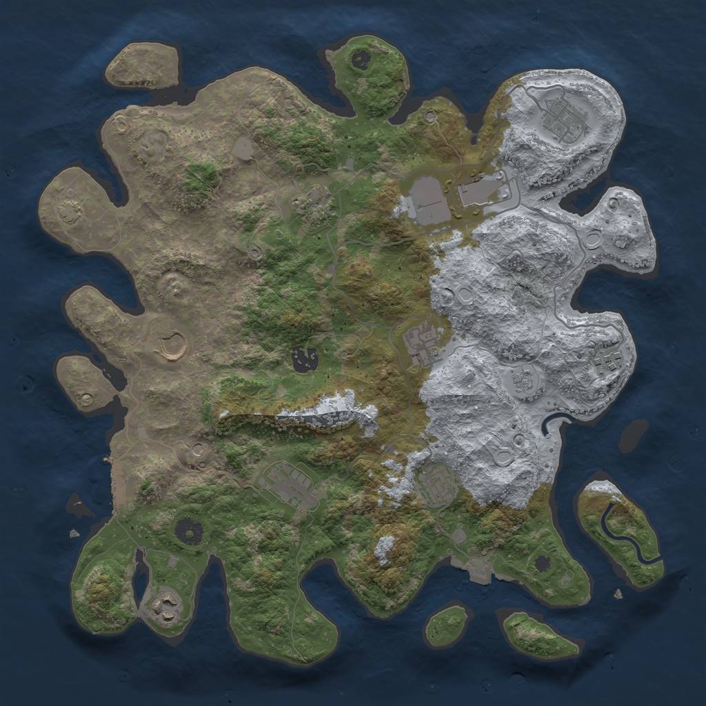 Rust Map: Procedural Map, Size: 3800, Seed: 86058521, 17 Monuments