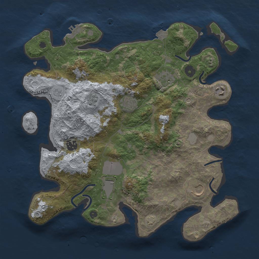 Rust Map: Procedural Map, Size: 3500, Seed: 309801338, 14 Monuments