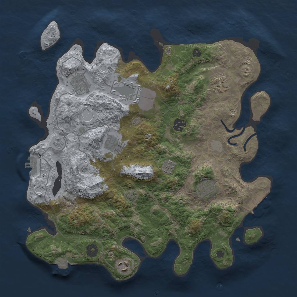 Rust Map: Procedural Map, Size: 3500, Seed: 142329955, 16 Monuments