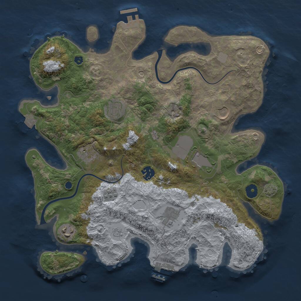 Rust Map: Procedural Map, Size: 3500, Seed: 1440662269, 14 Monuments