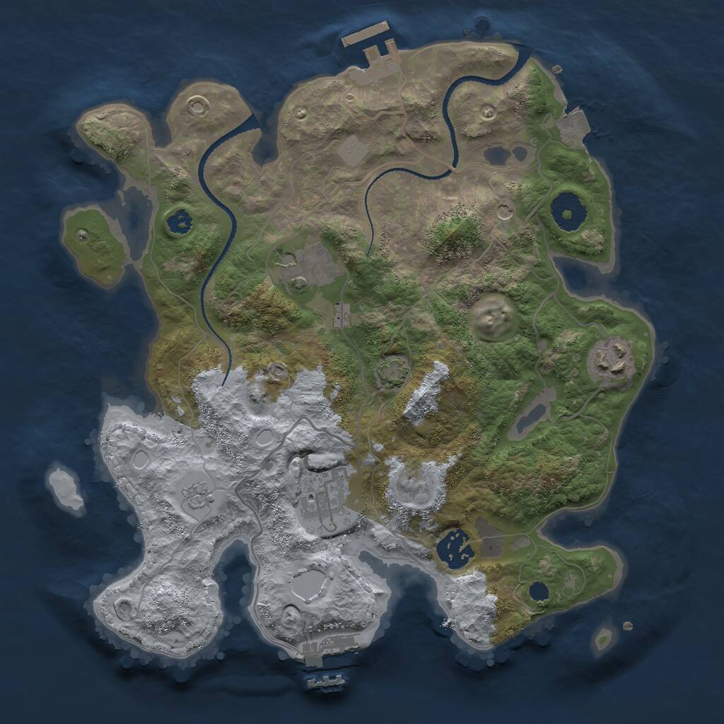 Rust Map: Procedural Map, Size: 3000, Seed: 679067399, 10 Monuments
