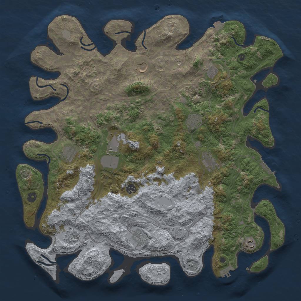 Rust Map: Procedural Map, Size: 4500, Seed: 1867054742, 19 Monuments