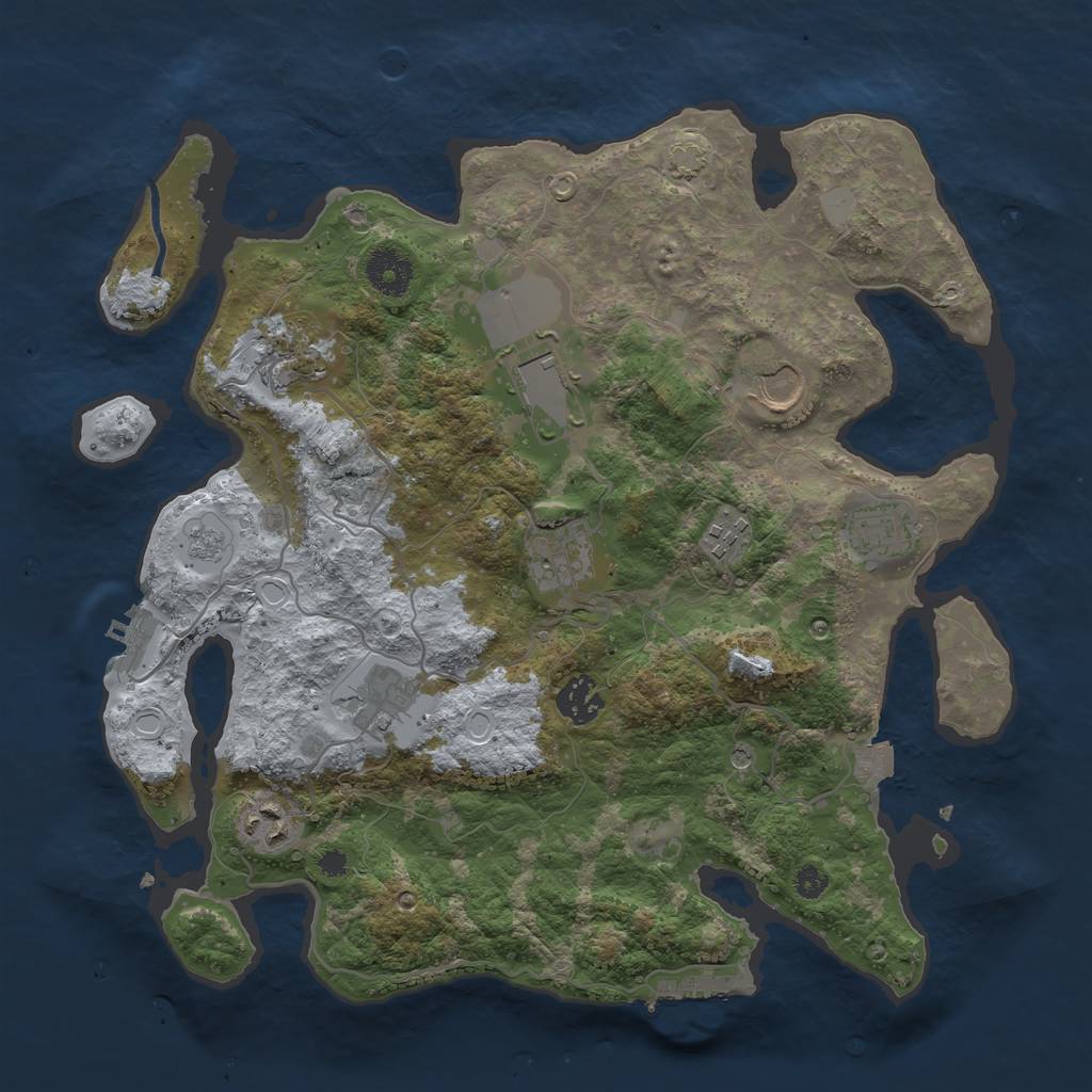 Rust Map: Procedural Map, Size: 3500, Seed: 1714892148, 17 Monuments