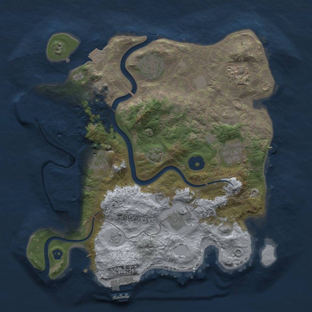 Rust Map: Procedural Map, Size: 3000, Seed: 1031794387, 12 Monuments