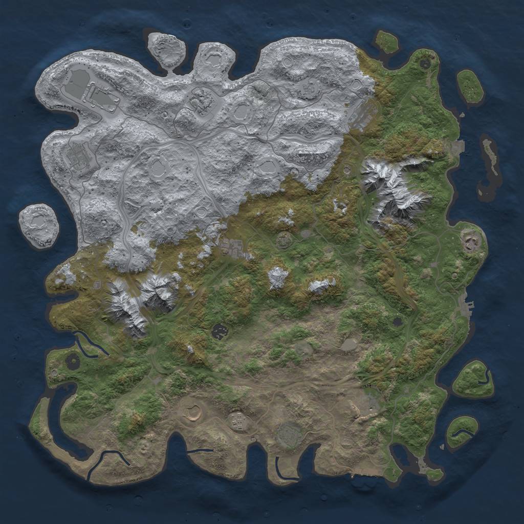 Rust Map: Procedural Map, Size: 5000, Seed: 943765, 19 Monuments