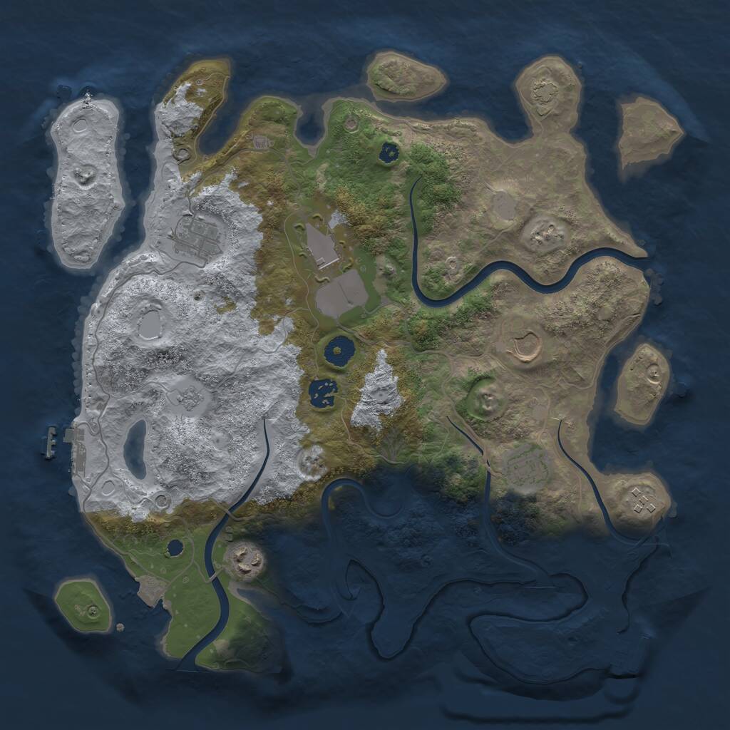 Rust Map: Procedural Map, Size: 3700, Seed: 399295434, 13 Monuments