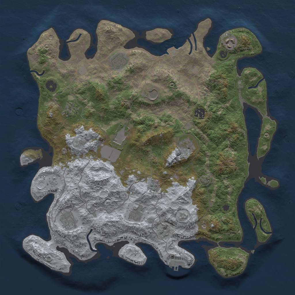 Rust Map: Procedural Map, Size: 4000, Seed: 1380596435, 17 Monuments