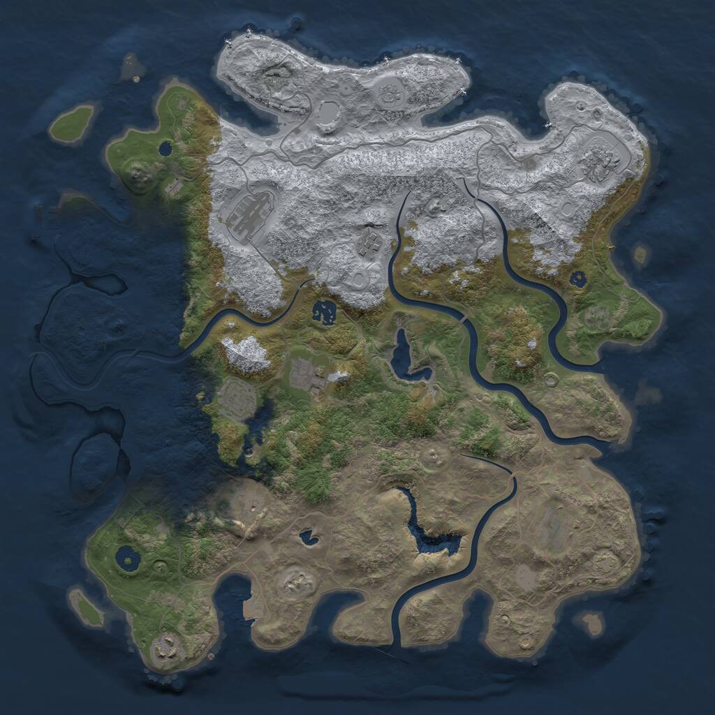 Rust Map: Procedural Map, Size: 4240, Seed: 1, 14 Monuments