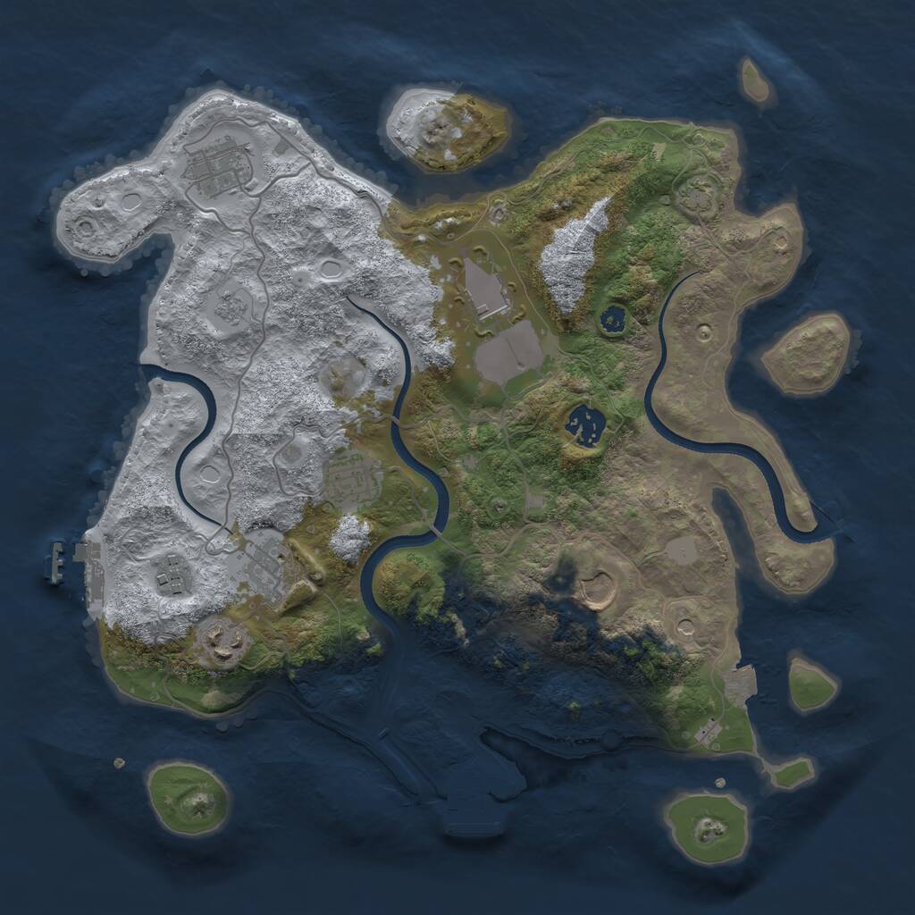Rust Map: Procedural Map, Size: 3500, Seed: 608328461, 14 Monuments