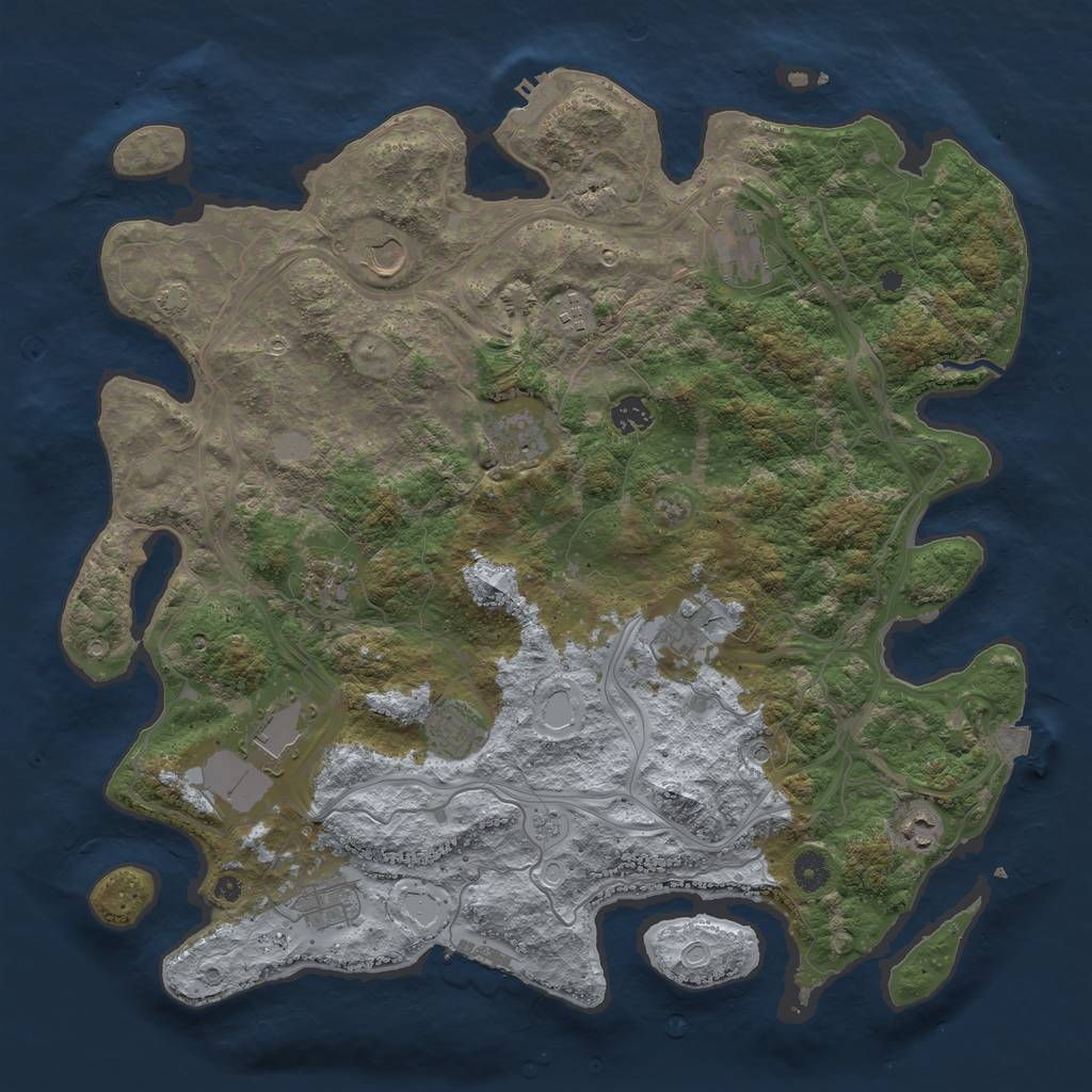 Rust Map: Procedural Map, Size: 4300, Seed: 1858781454, 19 Monuments