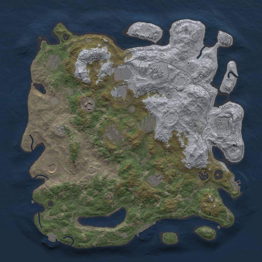 Rust Map: Procedural Map, Size: 4000, Seed: 106602, 19 Monuments