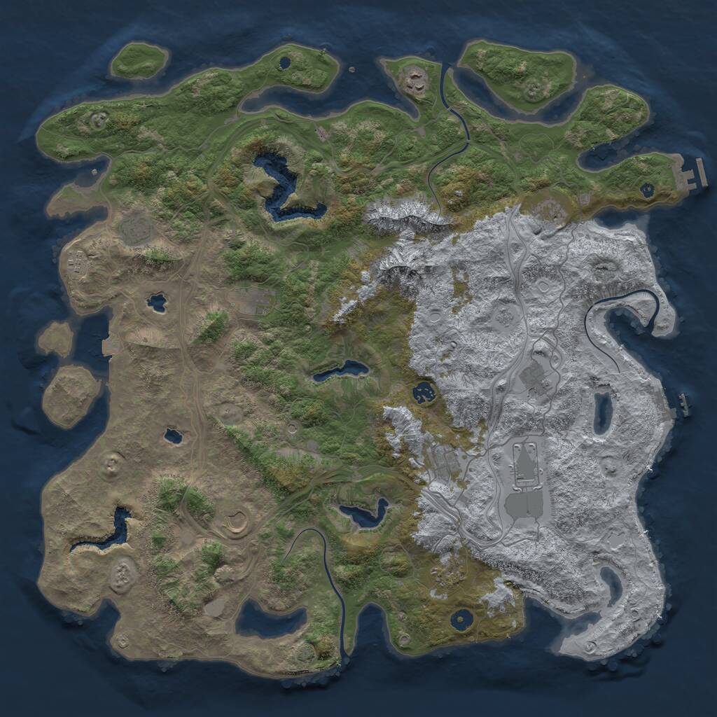 Rust Map: Procedural Map, Size: 5000, Seed: 4437865, 17 Monuments
