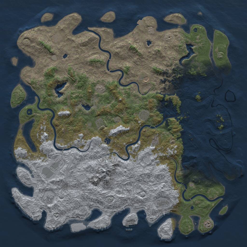 Rust Map: Procedural Map, Size: 6000, Seed: 1818586430, 17 Monuments