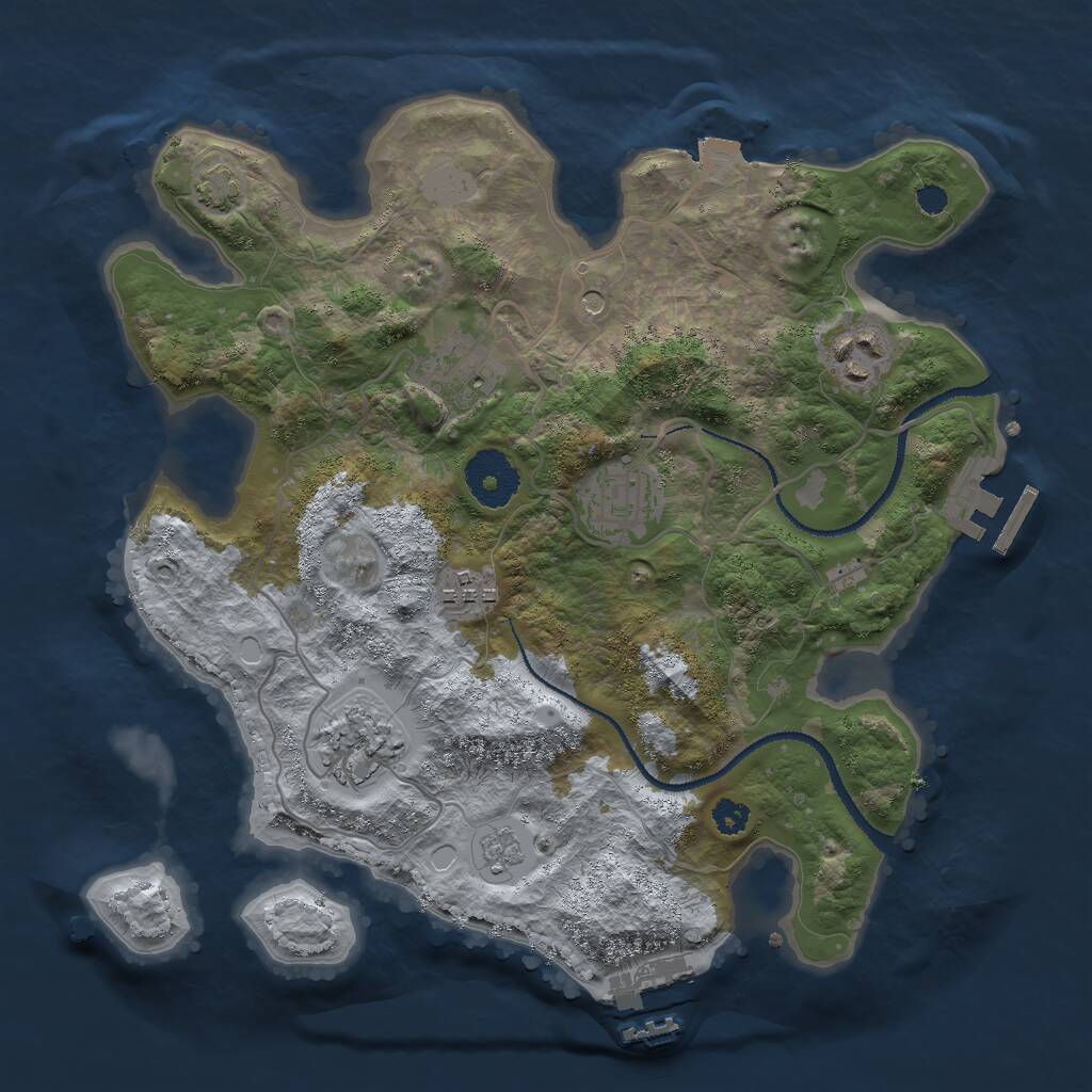 Rust Map: Procedural Map, Size: 3000, Seed: 1697573806, 11 Monuments