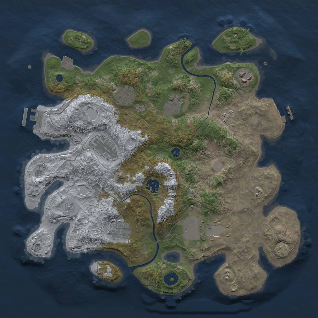 Rust Map: Procedural Map, Size: 3500, Seed: 9929752, 14 Monuments