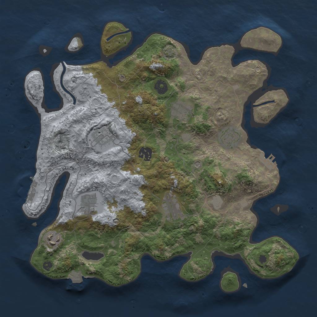Rust Map: Procedural Map, Size: 3450, Seed: 69975873, 15 Monuments