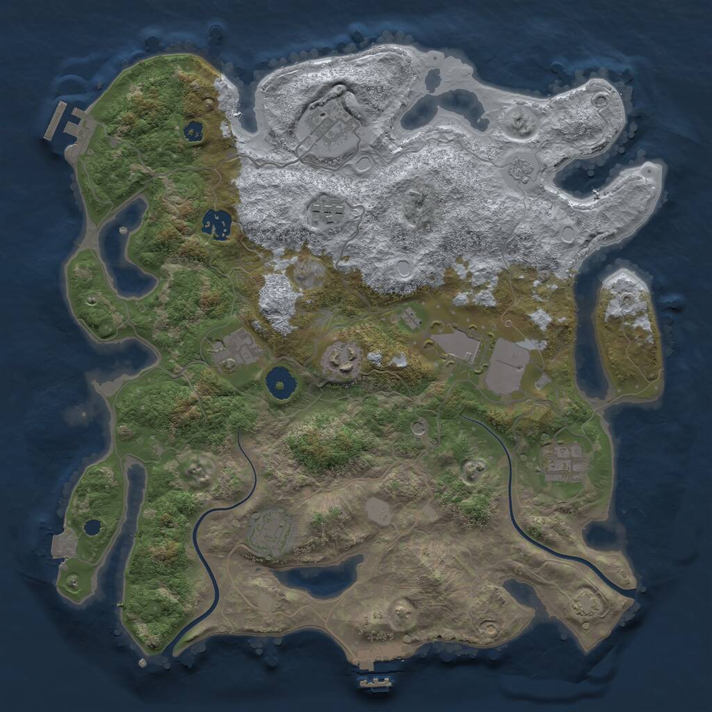 Rust Map: Procedural Map, Size: 3500, Seed: 20740969, 14 Monuments