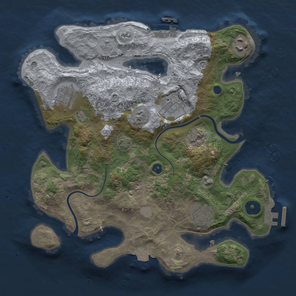 Rust Map: Procedural Map, Size: 3000, Seed: 5078349, 10 Monuments