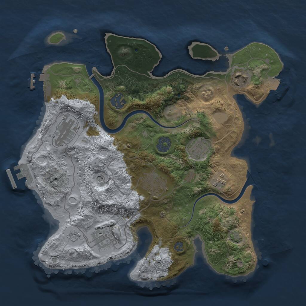Rust Map: Procedural Map, Size: 3000, Seed: 2464588, 15 Monuments