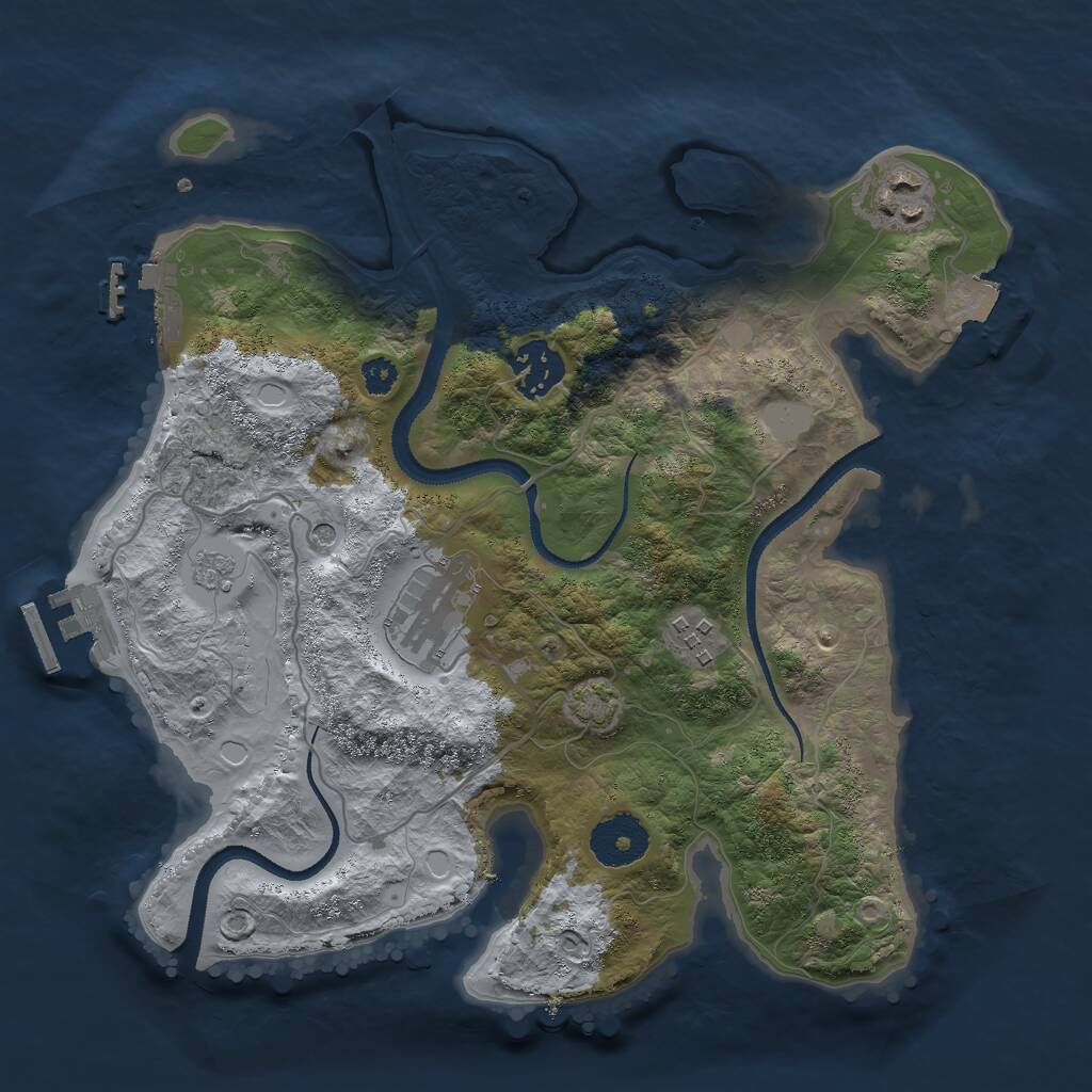 Rust Map: Procedural Map, Size: 3000, Seed: 2464588, 10 Monuments