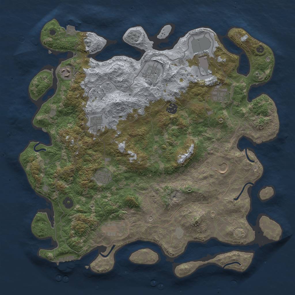 Rust Map: Procedural Map, Size: 4100, Seed: 62644851, 17 Monuments